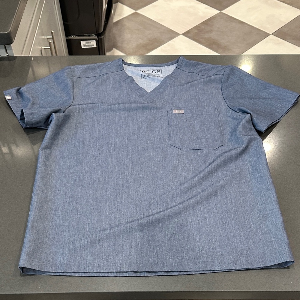 Men's FIGS Scrub Top Heather Denim (L)